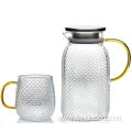 embossed glass jug water coffee juice pitcher set